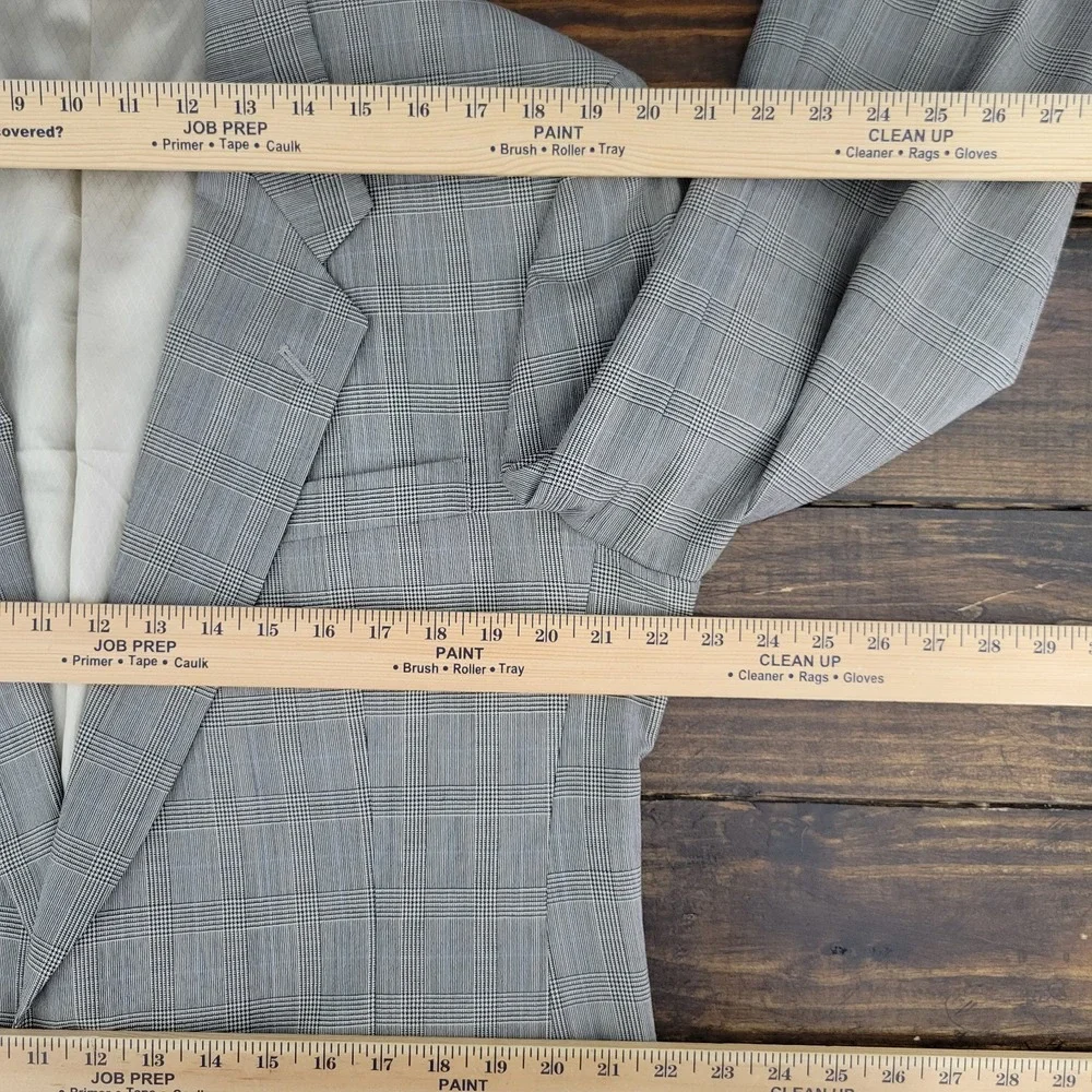 Hart Schaffner Marx Men's Sport Coat Two Button Gray‎ Plaid Worsted Wool 42L